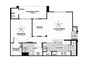 1 Bed • 1 Bath 3023 floor plan